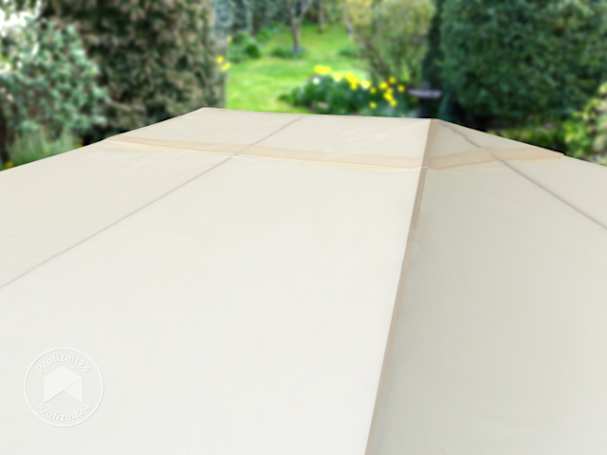 Das stabile Softtop-Dach auf den Gartenpavillon stülpen