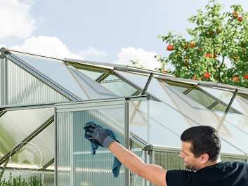 Das Gewächshaus reinigen