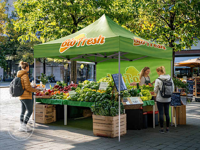 Marktstand individuell bedruckt
