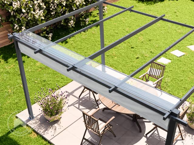 Eine Pergola mit Sonnenegel selber bauen