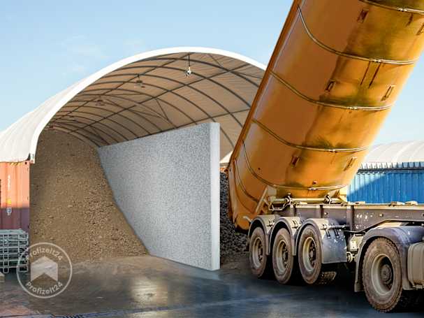 Mobile Container-Überdachung mit Trennwand als Fahrsilo