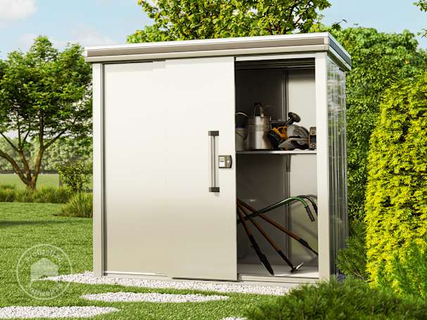 Stabiles Gerätehaus mit Regal kaufen