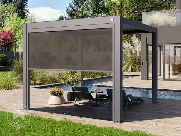 Pergola-Rollo als Sonnen-, Sicht- & Wetterschutz
