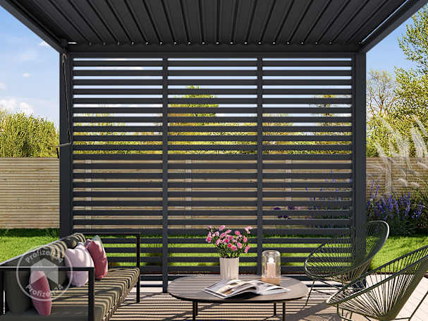 Pergola-Lamellenwände: praktisch, kompatibel & elegant
