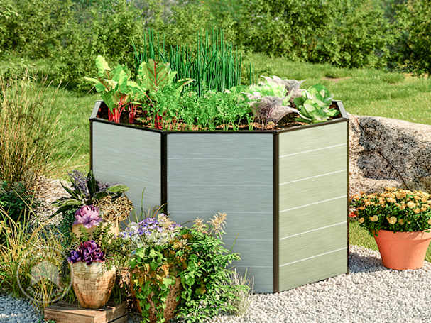 Modernes Hochbeet in achteckiger Form
