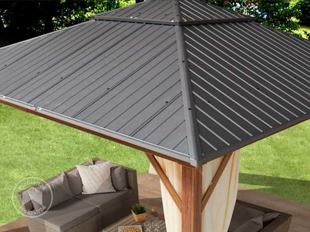 Detailbild des 4x4 m großen Gartenpavillon-Stahldachs