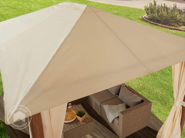 Ein stabiler Gartenpavillon mit einem Planen-Dach