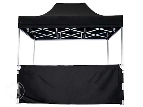 Fekete összecsukható pavilon sátor félmagas oldalfallal