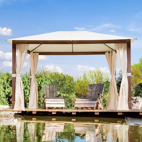 garden gazebo by a pool