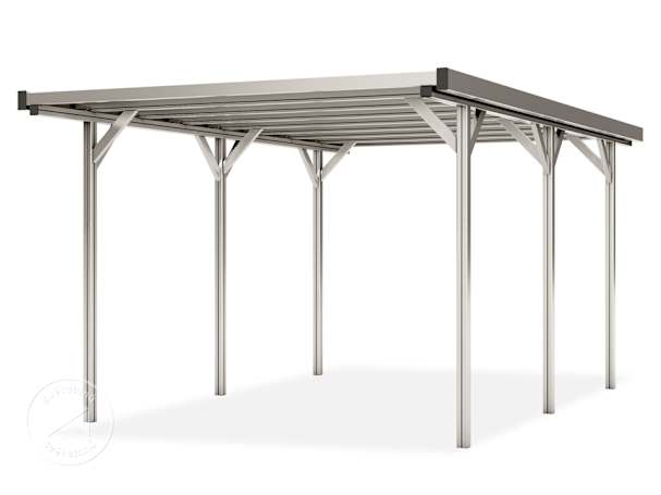 Carport s plochou střechou: moderní vzhled, chytré odvodnění a praktická výška