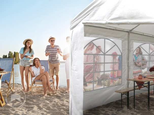 stabilt 3x4 partytält för strandfesten