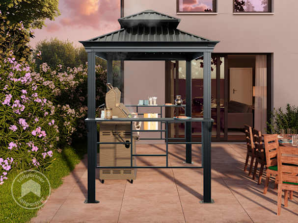 Aluminium och stål för en stabil konstruktion av grillpaviljongen