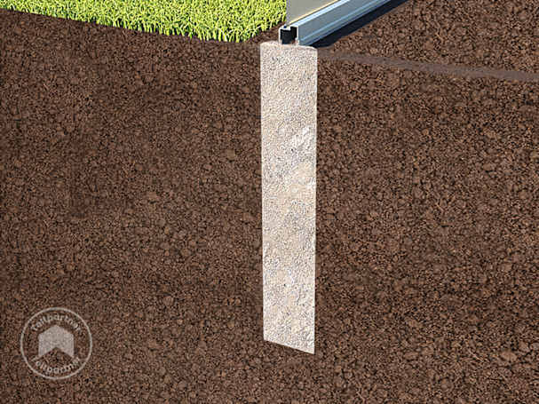 Placer drivhusets punktfundament vandret