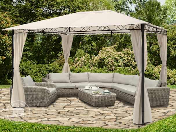 Havepavillon med dekorativ ramme