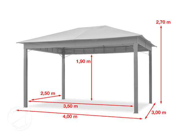 Mål på det vandtætte havepavillon: 3 x 4 m