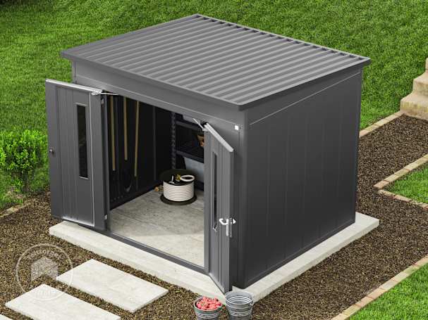 Redskapsbod med flatt tak