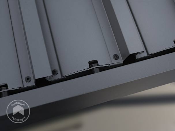 En vanntett pergola med vanndreneringssystem