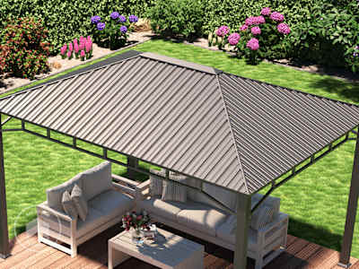 il tetto in acciaio del gazebo