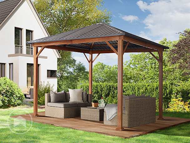 Gazebo da giardino con tetto in acciaio