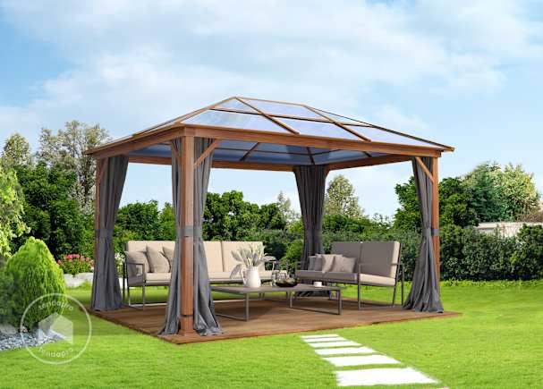 Gazebo fisso da giardino per tutto l'anno