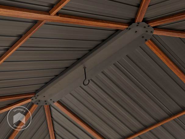 gancio per luci e decorazioni del tetto in acciaio di gazebo in legno 