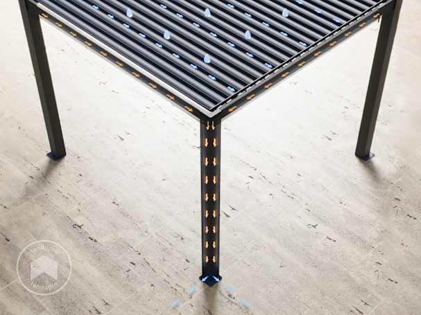 pergola 3x4 con sistema di drenaggio dell'acqua