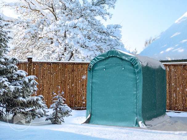 tenda garage nella neve