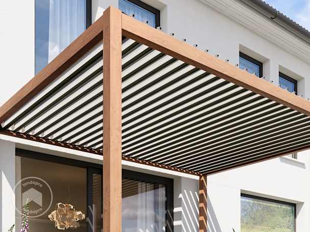 pergola in legno con tetto a lamelle