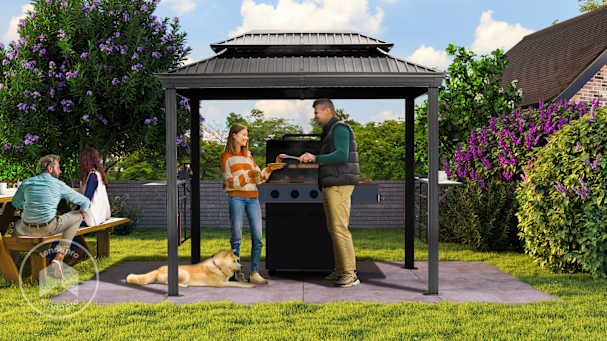 Gazebo per barbecue in giardino