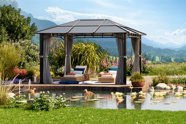 Pavilhão de jardim como solução outdoor flexível – Altamente funcional, montagem rápida e acessórios opcionais.