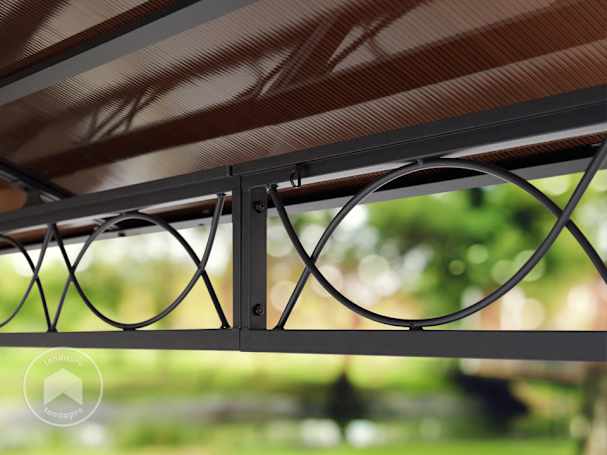 Estrutura robusta em alumínio de um pavilhão de jardim